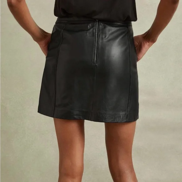 NWT Reiss Black Leather “Edie” Mini Skirt - Picture 6 of 14